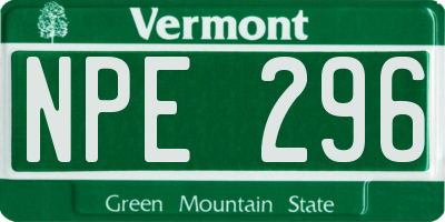 VT license plate NPE296