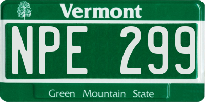 VT license plate NPE299