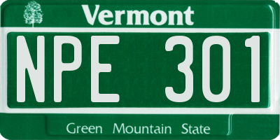 VT license plate NPE301