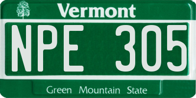 VT license plate NPE305