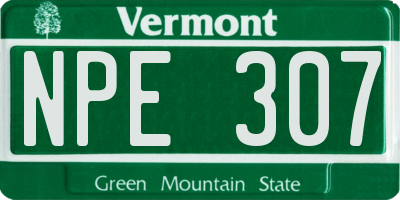 VT license plate NPE307