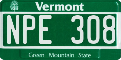 VT license plate NPE308