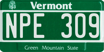 VT license plate NPE309