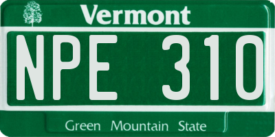 VT license plate NPE310