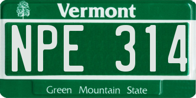 VT license plate NPE314