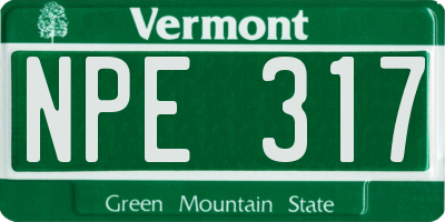 VT license plate NPE317