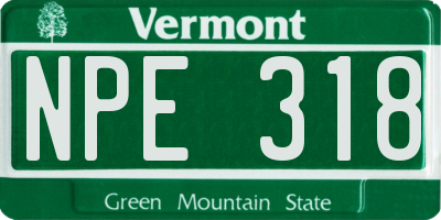 VT license plate NPE318