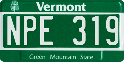VT license plate NPE319
