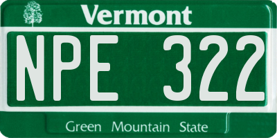VT license plate NPE322