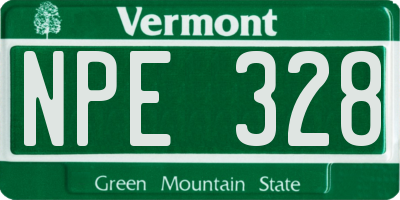 VT license plate NPE328
