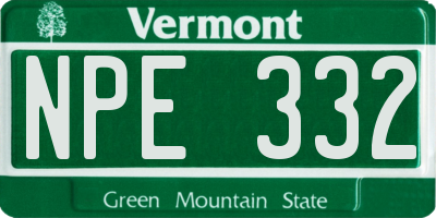 VT license plate NPE332