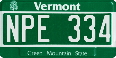 VT license plate NPE334