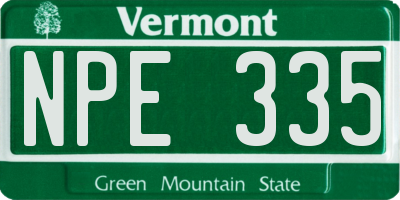 VT license plate NPE335