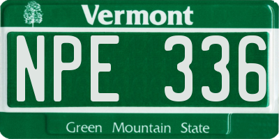 VT license plate NPE336