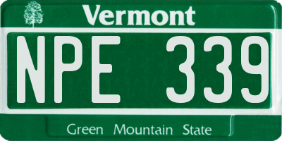 VT license plate NPE339