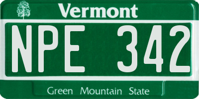 VT license plate NPE342