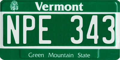 VT license plate NPE343