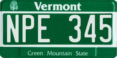 VT license plate NPE345