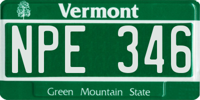 VT license plate NPE346
