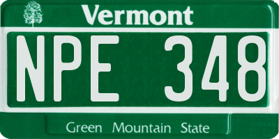 VT license plate NPE348