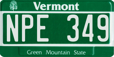 VT license plate NPE349