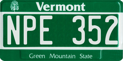 VT license plate NPE352
