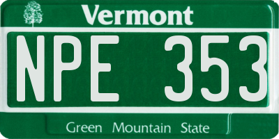 VT license plate NPE353