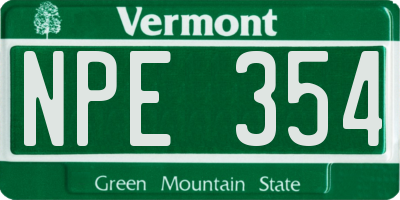 VT license plate NPE354