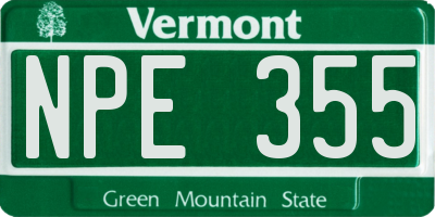 VT license plate NPE355