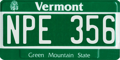 VT license plate NPE356