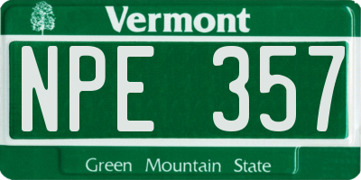 VT license plate NPE357
