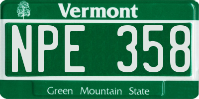 VT license plate NPE358
