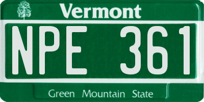 VT license plate NPE361