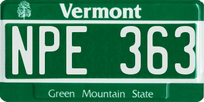 VT license plate NPE363