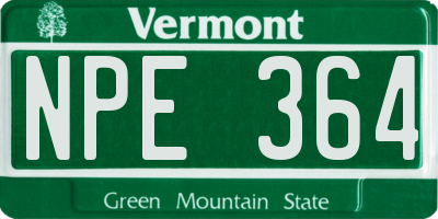 VT license plate NPE364