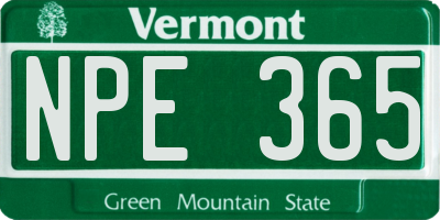 VT license plate NPE365
