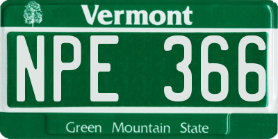 VT license plate NPE366