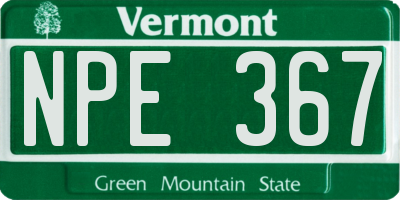 VT license plate NPE367