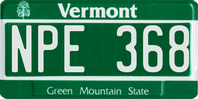 VT license plate NPE368