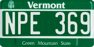 VT license plate NPE369