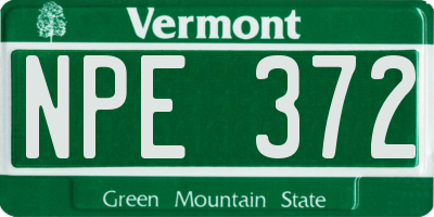VT license plate NPE372