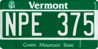 VT license plate NPE375