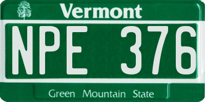 VT license plate NPE376