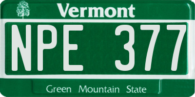 VT license plate NPE377