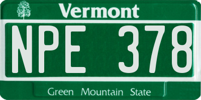 VT license plate NPE378