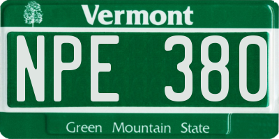 VT license plate NPE380