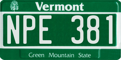 VT license plate NPE381