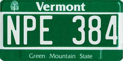 VT license plate NPE384