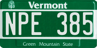 VT license plate NPE385
