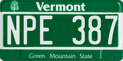VT license plate NPE387